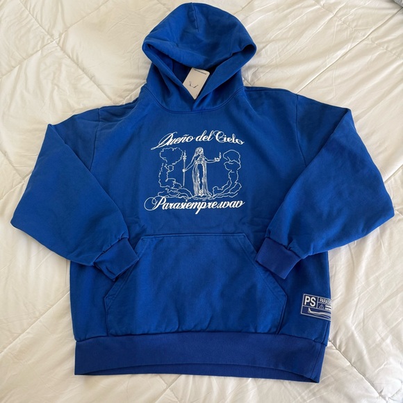 parasiempre.wav Sweaters - HUMBE DUENO DEL CIELO WORLD TOUR Blue Graphic Crewneck Sweatshirt